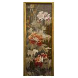 Chinese Silk Embroidered Panel - Flowers | Antique (19th century) framed Chinese silk embroidery pan