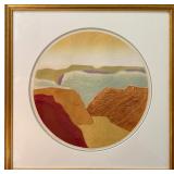 Clare Romano (American, 1922-2017) - "Golden Canyon" | Abstract creation of a scenic view over the G