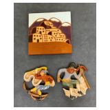 (3pc) Ceramic Tiles - Southwestern Pueblo & Others | Ceramic tiles, including: Southwestern tile tri
