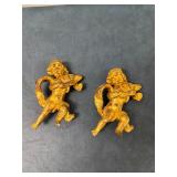(2pc) Giltwood Cherub Figurines | Vintage giltwood cherub figurines, each playing a violin.