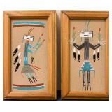 (2pc) Navajo Sand Paintings - "Yei" | Navajo sand painting (possibly reproductions) featuring "Yei" 