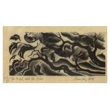 Clare Leighton (British-American, 1894-1989) Engraving - "The Wind and the Rain" | Black and white a