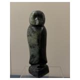 Inuit Figurine - Owl | Stone carving of a bird, possibly an owl, sitting tall with its wings tucked 