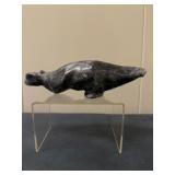 Inuit Figurine (Canadian) - Walrus | Stone carving of a walrus swimming through the water or pushing