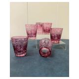 (6pc) Nachtmann (Germany) "Traube" Cranberry Glasses | Vintage Nachtmann (Germany)"Traube" ("grape" 