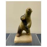 Inuit Figurines (Alaskan) - Bear (Light Stone) | Stone carving of a bear on hind legs (light stone).