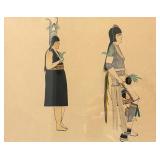 After Tonita Pena (Native American, 1893-1949) Print - "Yei Bi Chei Dancers" | Side profiles of Nati