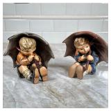 (2pc) Umbrella Hummel Figurines | Dimensions: h. 5 in