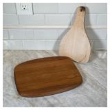 (2pc) Wood Cutting Boards | Including a dark board by Dansk. Dimensions: w. 10 x l. 11.5 in (Dansk)