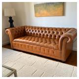VINYL TUFTED CHESTERFIELD SOFA | Features nailhead trim. - h. 29 x w. 83 x d. 35 in