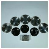 (9pc) Silver Coasters And Small Box | 5 large coasters from Pottery barn and 3 smaller. Silver plate