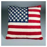 AMERICAN FLAG PILLOW | Wool-like front side, canvas-like backing .