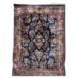 FLORAL BLUE & RED CARPET | Dimensions: w. 48 x l. 68 in
