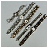(5pc) GENEVA, ANNE KLEIN, & OTHER CHAIN WRISTWATCHES | Five wristwatches with chain-style bands incl