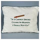 Mark Twain Quotation Pillow | Embroidered small pillow with a cigar quote by Mark Twain. - h. 10 x w