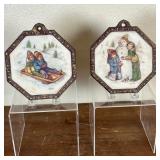 ARTINI ENGRAVED PLAQUES | Two Artini Arts, active midcentury, original labels, hand painted, engrave