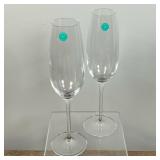 TIFFANY CHAMPAGNE FLUTES | Pair of new crystal flutes with the green sticker “Tiffany & Co Made in I