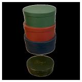 (4pc) PANTRY BOXES | Set of three graduated hand painted oval pantry boxes in the Shaker style. Vill