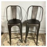 RESTORATION HARDWARE CHAIRS | Industrial tall bar chairs in burnished steel, made in India. Dimensio