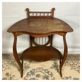 Oak Serpentine Table | Tiger Oak decorative table with circle and spindle design in an Art Nouveau s