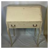 ANTIQUE LADIES DESK | Petite drop front desk, one drawer, fitted interior and cabriole legs in old o