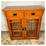 ARTS & CRAFTS BAR CABINET | Wine rack and glass holder bar cabinet, in the Mission style. - h. 35.75