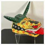 FOLK ART MASK | A hand carved and painted wooden animal mask representing a Bull, used in festivals 