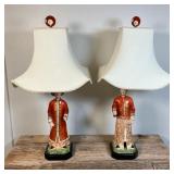 MOTTAHEDEH MANDARIN NODDER FIGURES | Vintage Pair of Porcelain Chinese export style hand painted Man