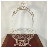 PLANT HOLDER STAND | Scroll Design wrought iron planter sold by Shinoda Design Center. White over go