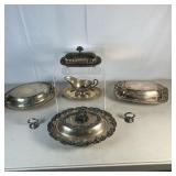 VINTAGE SILVERPLATE | Lot of Silverplate including: 1. Vintage Sheffield Serving Dish, with grape de
