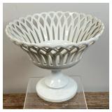 ANTIQUE PORCELAIN COMPOTE | 1820-1860 Old Paris or 1880-95 Beleek style American glazed porcelain Co