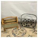 (2pc) MAGAZINE RACKS | Vintage Lot Includes two book/magazine racks including: 1. Ivy Leaf Iron stan