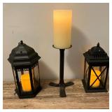 LANTERNS & CANDLE HOLDER | Lot includes: 1. Pottery Barn Cast Iron Candle Holder and actual Candle, 