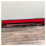 VINTAGE POOL CUE | “Players Edge” 18oz. Cue with mother of pearl inlay and multi color band. “Made i