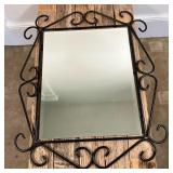 WROUGHT IRON MIRROR | Black Scroll design beveled mirror. Can be hung vertically or horizontally. Di