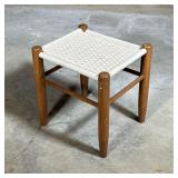 Mid-Century Modern Shaker Style Stool | With woven seat over a tapered wood frame; no apparent maker