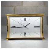 Tiffany & Co. Brass Desk Clock | Swiss made quartz clock with Roman numeral markers Dimensions: h. 4