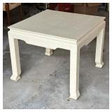 CANVAS WRAPPED PARSONS TABLE | A classic Parsons-style table fully wrapped in textured canvas Dimens