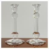 Pair Val St. Lambert Gardenia Candlesticks | Crystal candlestick holders Dimensions: h. 9.5 x dia. 4