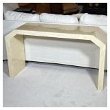 Bone Mosaic Console Table | Sculptural console / sofa table inlaid with cream-colored bone tiles, ma