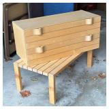 (2pc) DANISH MCM HANGING DRAWERS & SIMILAR BENCH | Circa 1960s-1970s, minimalist Scandinavian modern