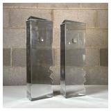 (2pc) Baccarat Crystal Face à Face Bookends | heavy, sculptural Baccarat crystal bookends, each form