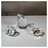 (3pc) Steuben Glass Animals & Signed Beaver | Including a Steuben glass figure of two nuzzling puppi