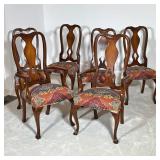 (6pc) Queen-Anne Style Dining Chairs | With rug-style upholstery and cabriole legs, includes two arm
