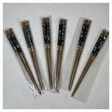 (6pc) Pairs Of Mother Of Pearl Chopsticks [NIB] | Gold colored chopsticks with mother of pearl inlay