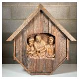 Carved Wood Wall Plaque With Figural Scene | Very likely central European, folk-art genre carving de