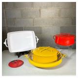 (5pc) Dansk Designs Mid-Century Cookware | Mid-century modern Dansk enamel cookware, including one l