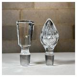(2pc) Crystal Decanter Stoppers | Including a stopper with eight flat sides and possibly a Baccarat 