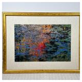 Framed Photographic Print | Leaves on a pond, in an impressionist Monet style, signed lower right po