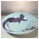 Large Studio Pottery Charger | An oversized art pottery center bowl with flambe purple glaze on a li